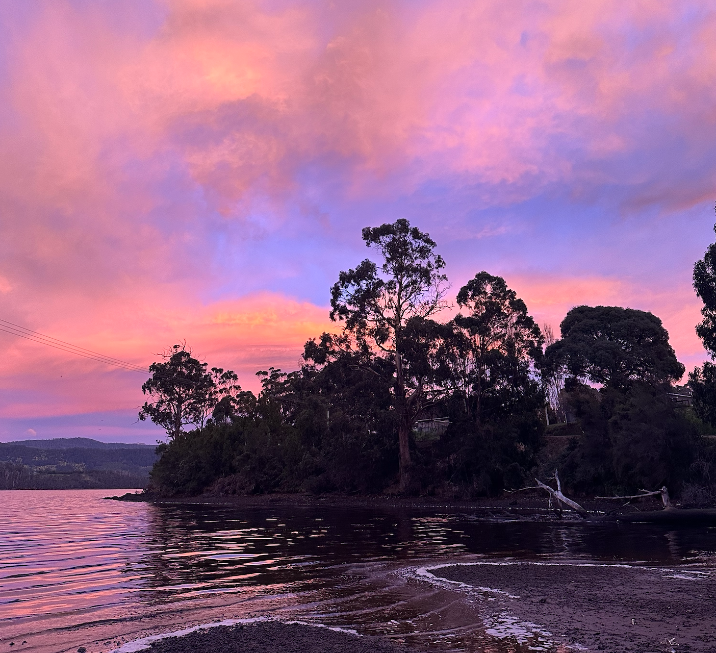 Sunrise in Tasmania. Pink and Blue skies in Australia. Nature displaying its brilliance.